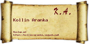 Kollin Aranka névjegykártya